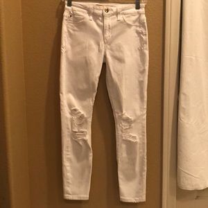 Distressed White Jeans